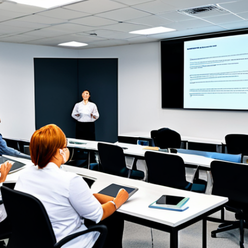 Home 7 **
A diverse group of people learning about data privacy in a modern office setting. The scene emphasizes cybersecurity training, employees attentively listening, and a projected screen showing data protection strategies. Fully clothed, appropriate attire, safe for work, family-friendly, professional environment, perfect anatomy, correct proportions, well-formed hands, proper finger count, natural body proportions.
**